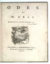 GRAY, THOMAS. Odes. 1757